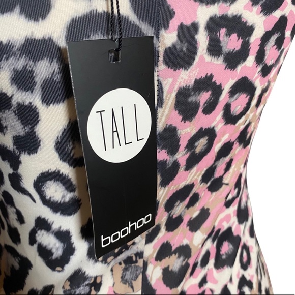 NWT Boohoo Tall Kaya Pastal Animal Cupped Dress Sz 4 Bodycon Cheetah Print - Picture 8 of 10
